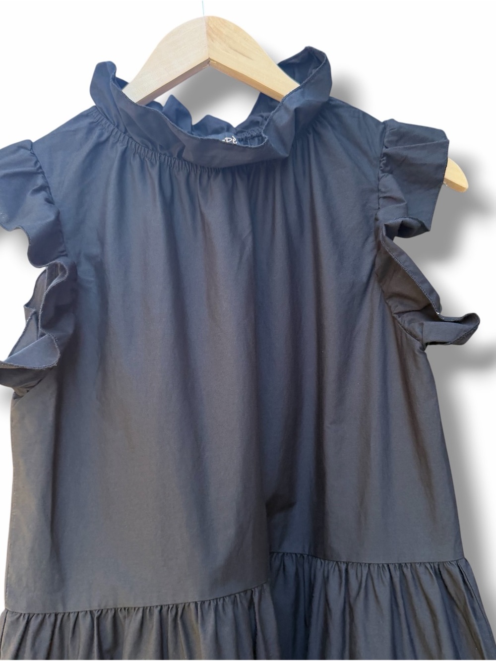 Chepe Italy Black Tiered Poplin Ruffle Sleeve Dress Sz- S Dark Cottagecore - Picture 4 of 14